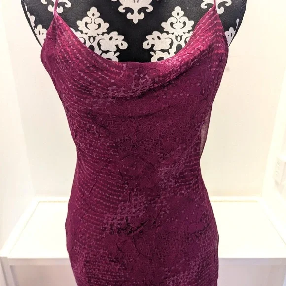 Y2K City Triangles Purple Sleeveless Burnout‎ Mesh Dress Dark Fairy Whimsigoth - Picture 2 of 8